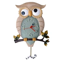 Ultra-quiet Owl Personality Wall Clock Fashion Home Creative Clock Swing Luminous Home Quartz Clock Creative Home Decoration