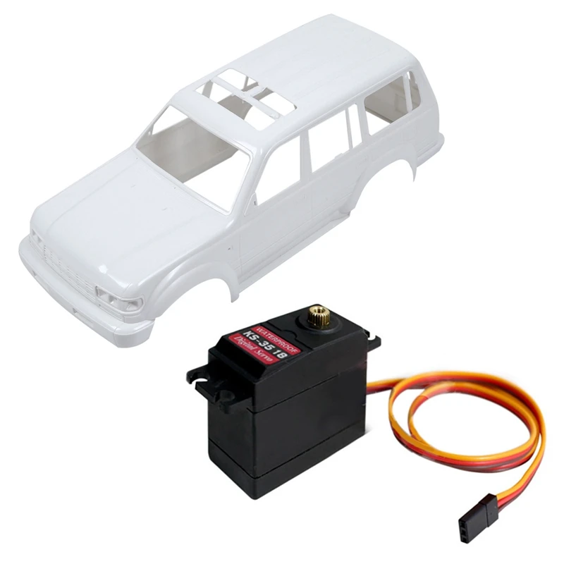

2 Set RC Car Part: 1 Set Plastic Body Shell 313Mm Wheelbase & 1 Pcs KS-3518 Waterproof High Torque Full Metal Gear