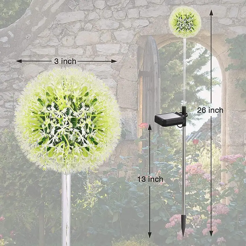 2pcs Solar Lights Ip65 Waterproof Simulation Dandelion Decoration Lamp Colour Changing For Outdoor Lawn Balcony Patio Yard images - 6