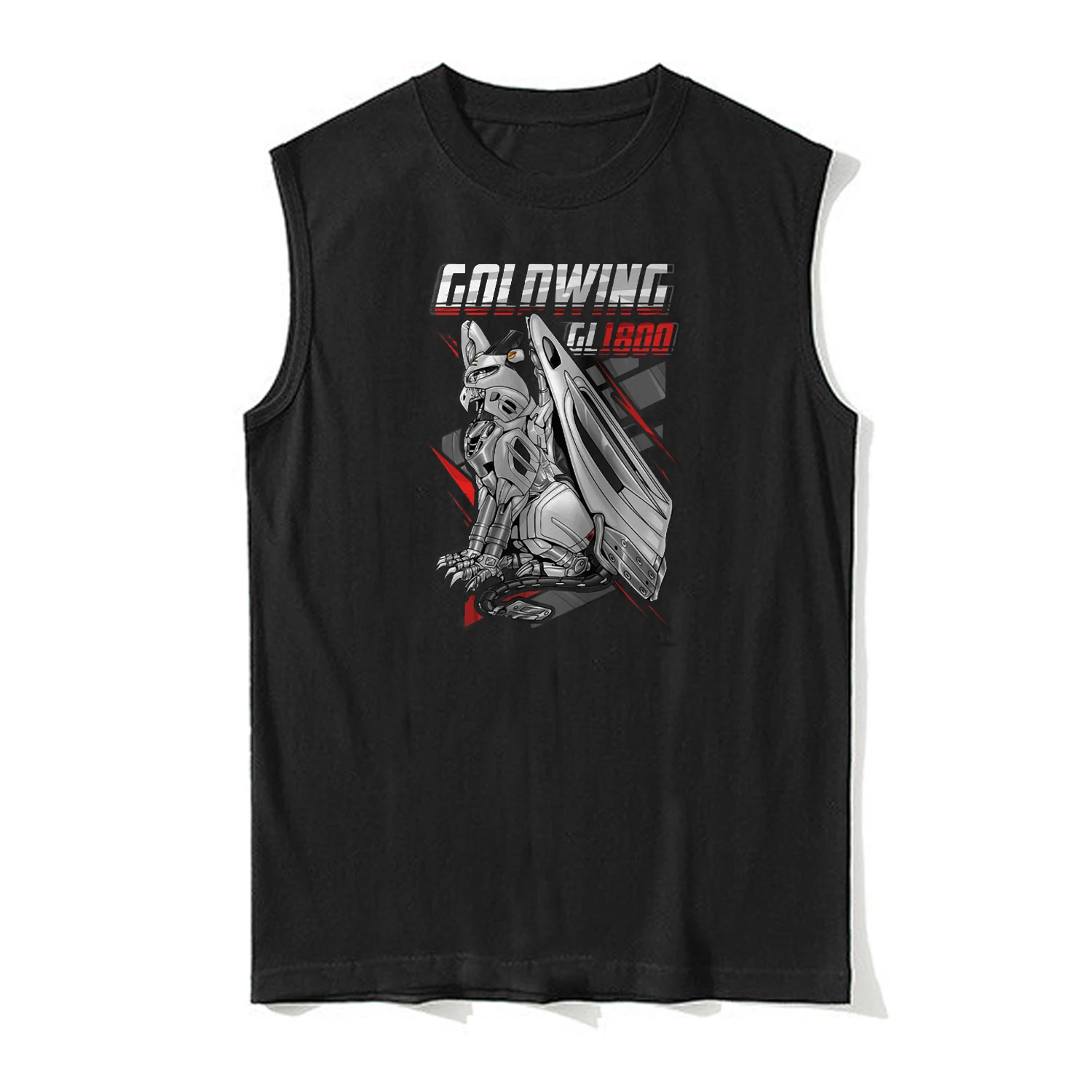 Фото Классическая японская мотоциклетная майка GL1800 Gold Wing Griffin Inspired Tanktop, 100% хлопок, с круглым вырезом, повседневная мужская футболка без рукавов №4