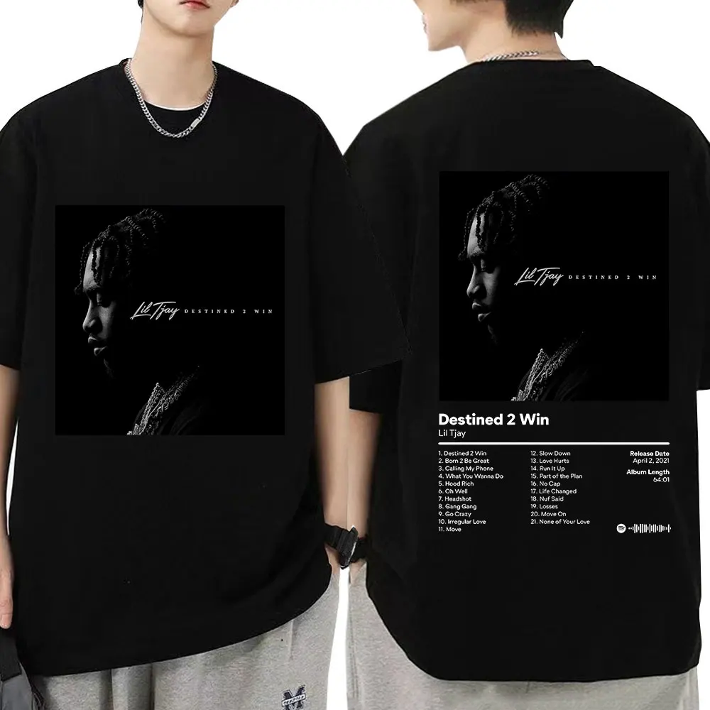

Rapper Lil Tjay T-shirts Destined 2 Win Music Album Print Graphic T-shirt Men Women Vintage T Shirt Oversized Hip Hop T Shirts