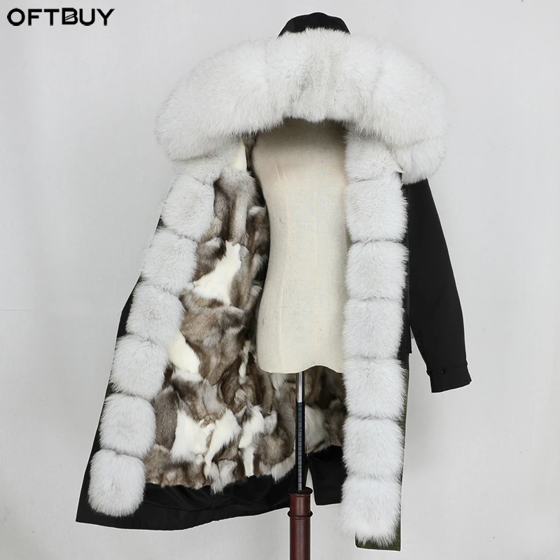 

OFTBUY Waterproof Outerwear X-long Parka Real Fur Coat Winter Jacket Women Natural Raccoon Fur Collar Fox Fur Lining Detachable