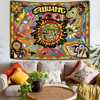 sun and moon trippy tapestry wall hanging hippie psychedelic tapestries moth mushroom wall tapestry bedroom home decor