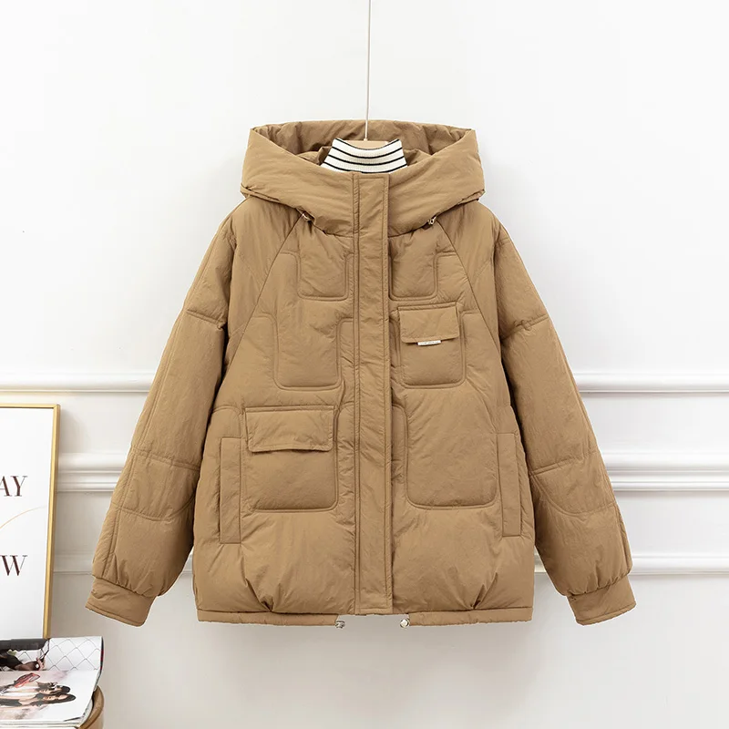 Women's Winter Jackes 2022 New Down Cotton Padded Coat Short Hooded Loose Fashion Versatile Thick Coat
