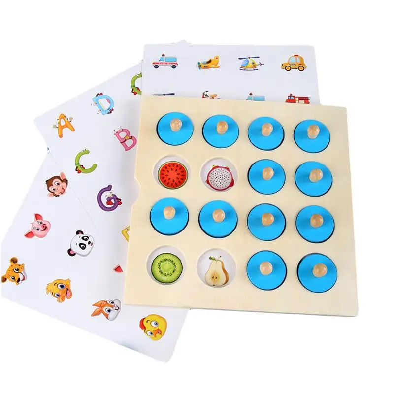 

Montessori Memory Chess Game Wooden Toy 3D Puzzle Board Logic Interaction Early Learning Educational Toys For Children Kids Mini