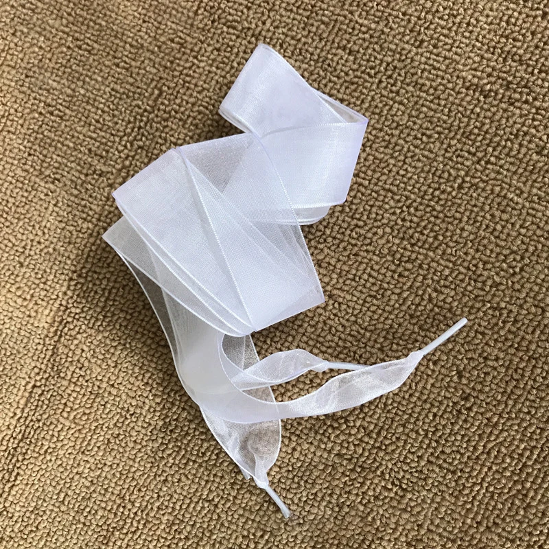 2.5cm Widened 120cm Transparent Chiffon Yarn Shoelaces Flat Silk Big Bow Wide Laces Beauty Colorful Casual Shoes Laces Dropship