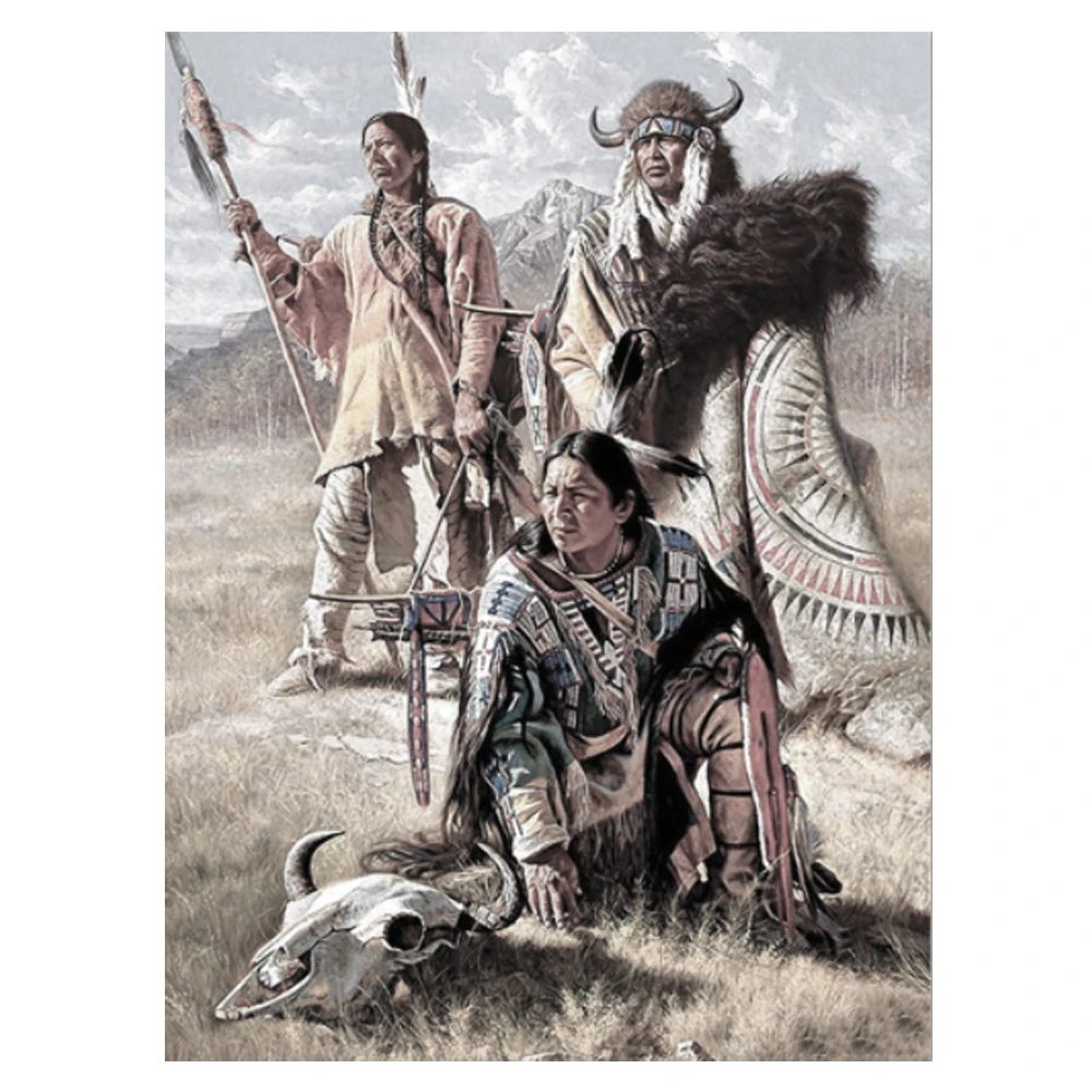 5D алмазная живопись индийская семья охотник Алмазная мозаика этнический воин