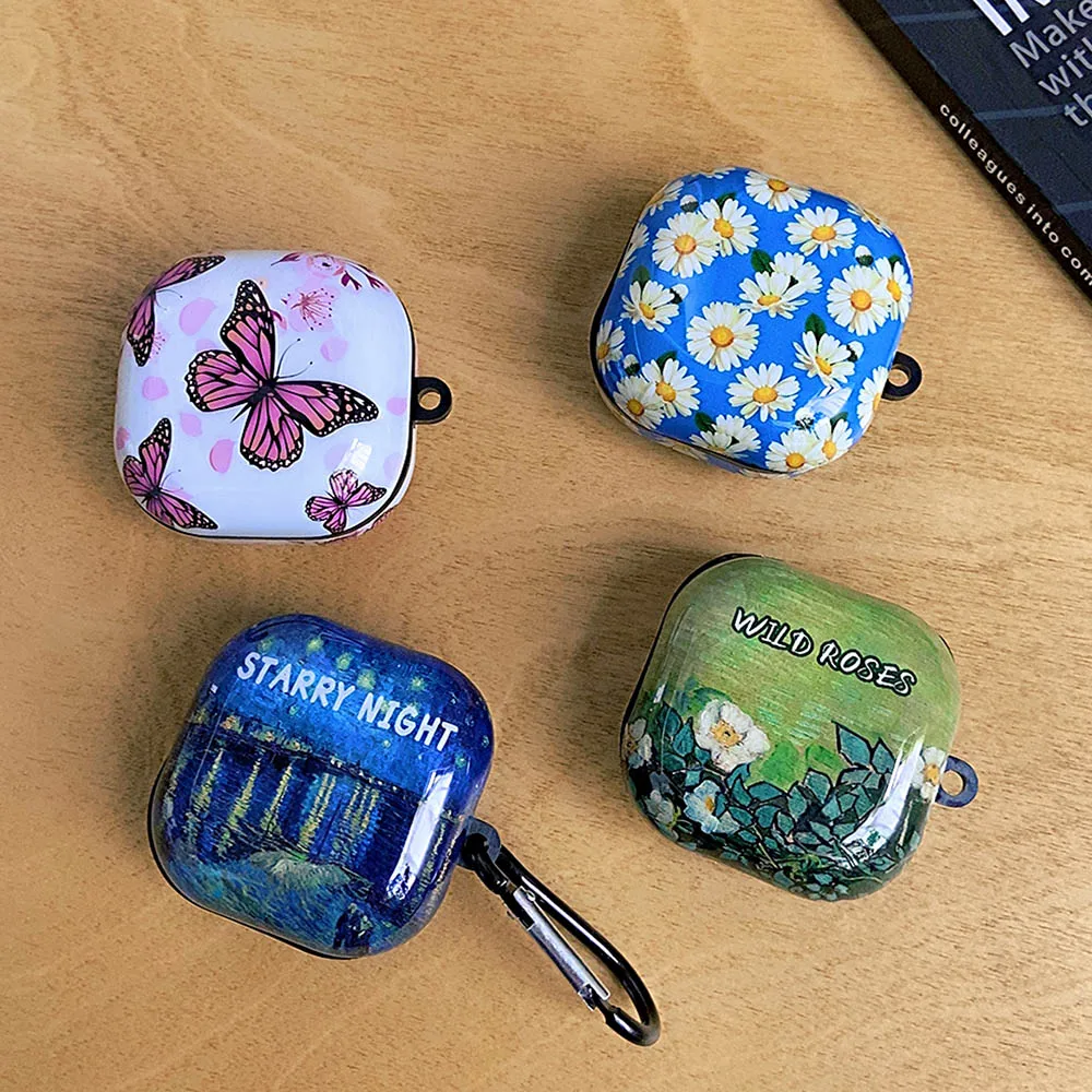 

Oil Painting Flower Butterfly Case For Samsung Galaxy Pro Live Soft Silicone Shockproof Earphone Case for Galaxy Buds 2 Cover