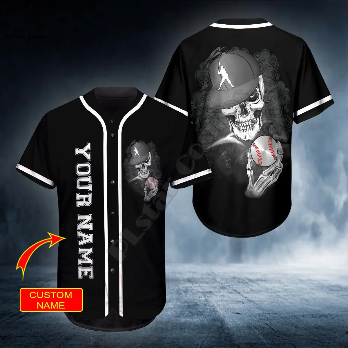 PLstar Cosmos Baseball Jersey Shirt 3d Printed Happy Halloween Skull Custom You Name Baseball Shirt hip hop Tops Love Skull Gift