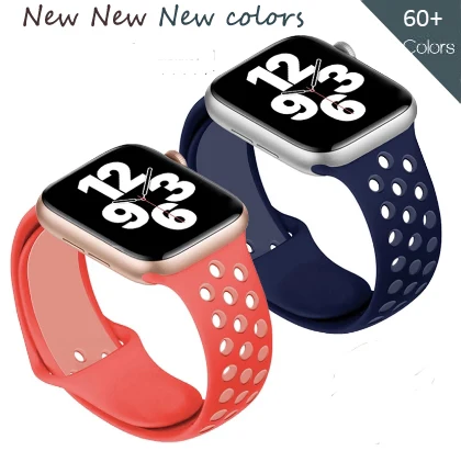 Ремешок силиконовый спортивный для Apple Watch band браслет смарт-часов iWatch Series 7 6 SE 5 3 45
