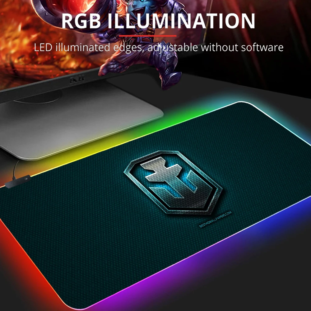 RGB популярный игровой коврик для мыши World Of warship с замком водонепроницаемый