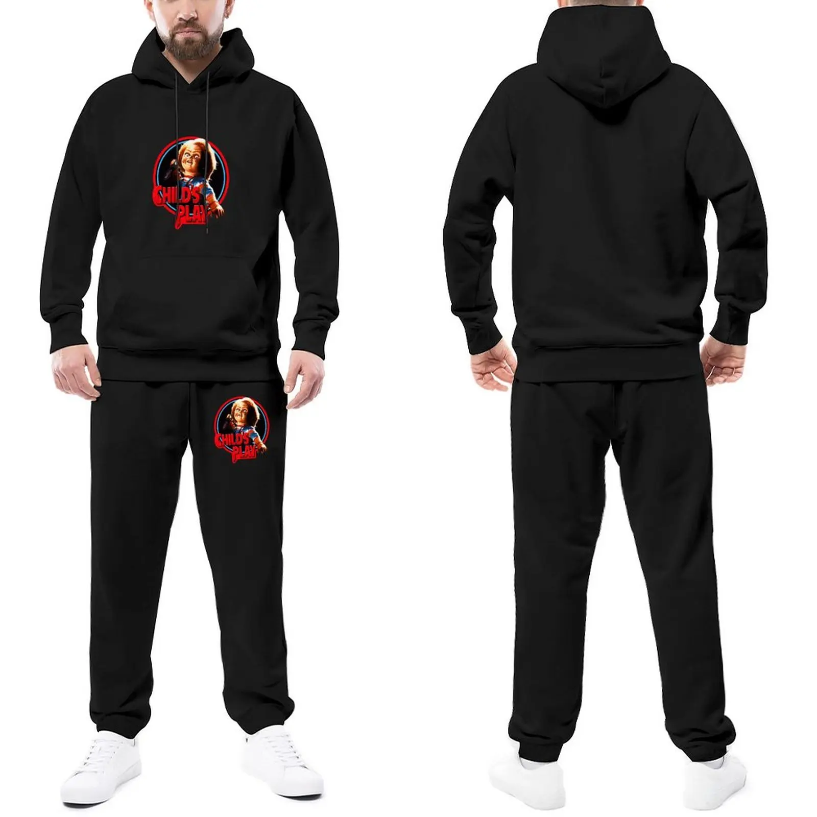 

Tracksuits Chucky Childs Play Hooded Suits Tv Series Hooded Suits Oversized Print Jogger Sets Streetwear Sweatsuits Gift Idea