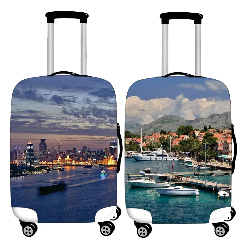 Fashion Scenery Luggage Protective Cover19-32 Inch Trolley Case Cover Travel Accessories Stretch Cloth Suitcase Protective Cover
