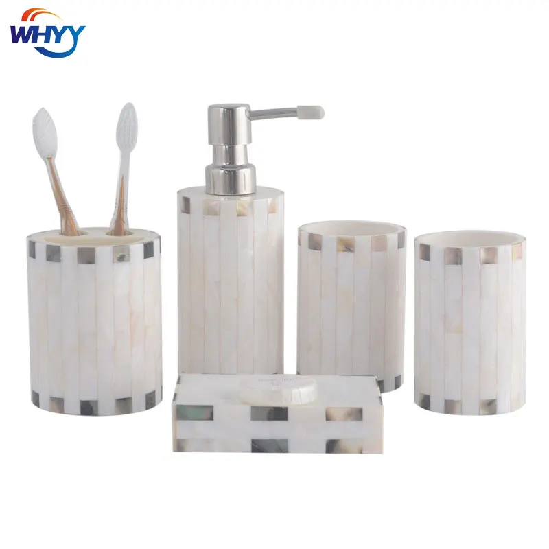 

WHYY Natural Shell Bathroom Accessories Sets European Soap Dish Mouthwash Cup Toothbrush Holder Cotton Jar for Hotel Supplies