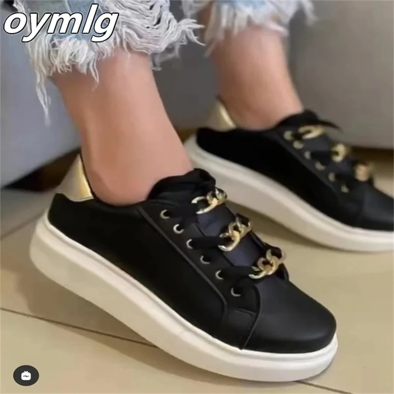 

New thick-soled sneakers women's Womens Sneakers leather small white shoes front lace up women's sneakers women flat shoes