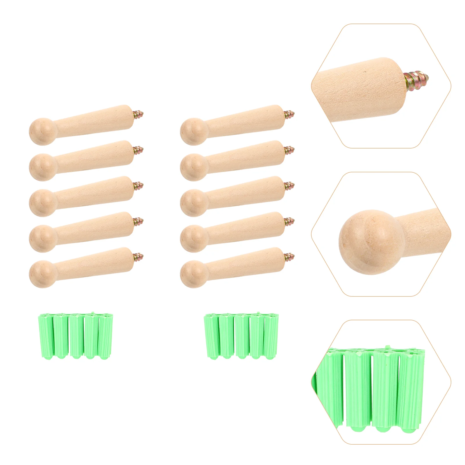 

10 шт., настенные крючки для пальто из натурального дерева