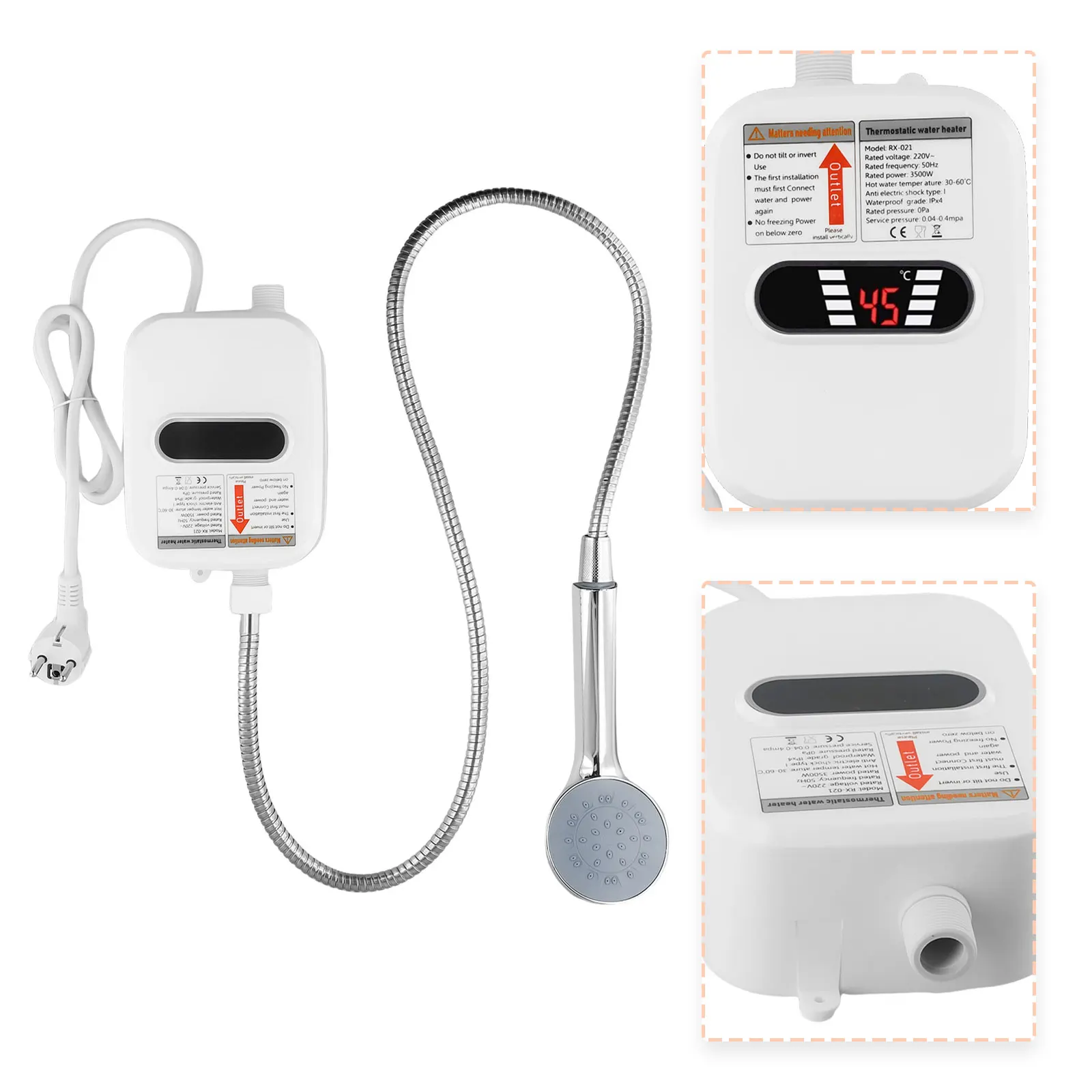 Безрезервуарный водонагреватель для душа электрический портативный мгновенный