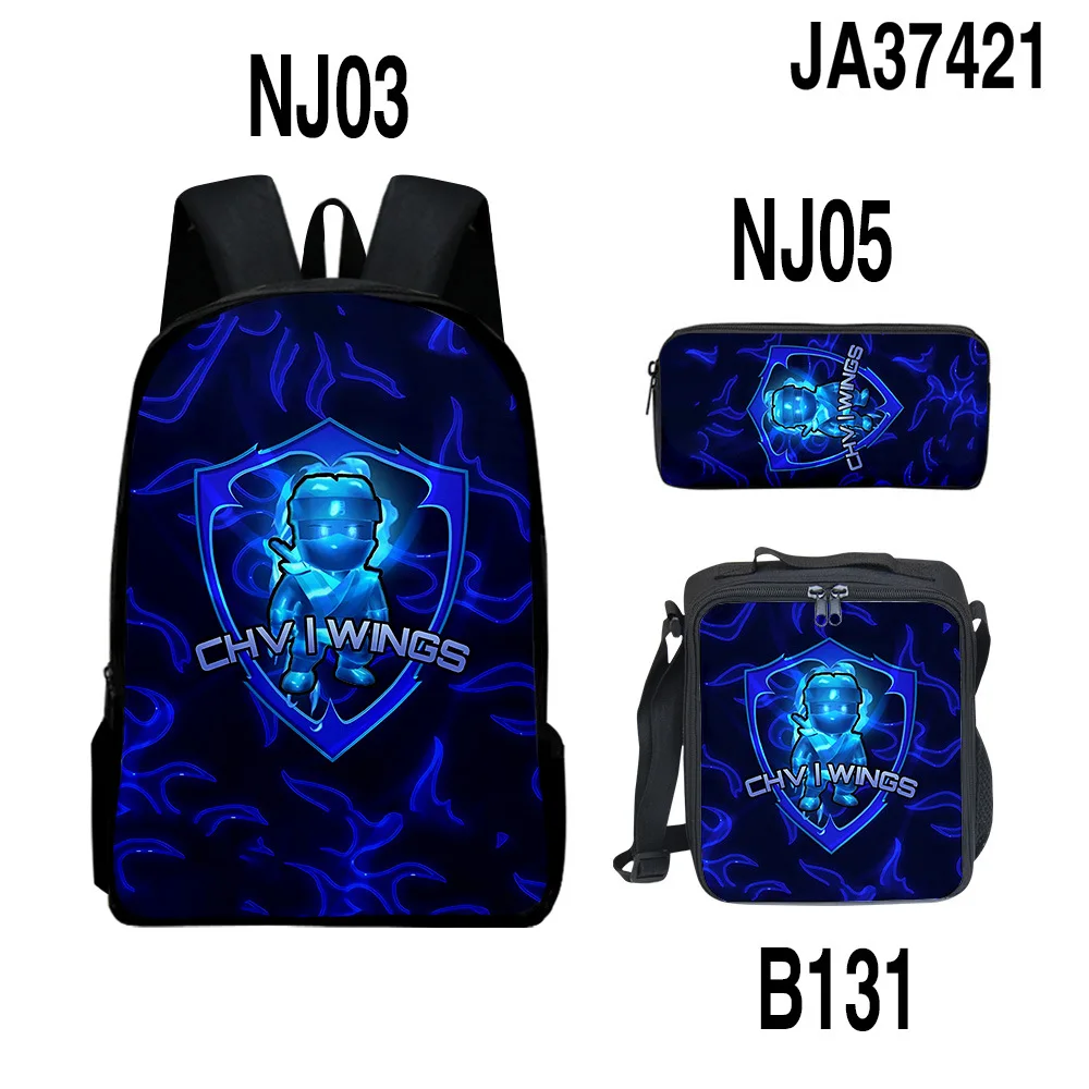 

3D New Stumble Guys Collision Party School Bag Children's Backpack Lunch Bag Pencil Case Middle School Students Three-piece Set