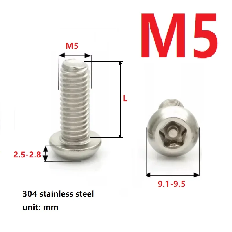

Противоугонные винты с v-образным столбом из нержавеющей стали 304, внутри сливового звездообразного штифта, противоударные болты специальной формы M3M4M5M6