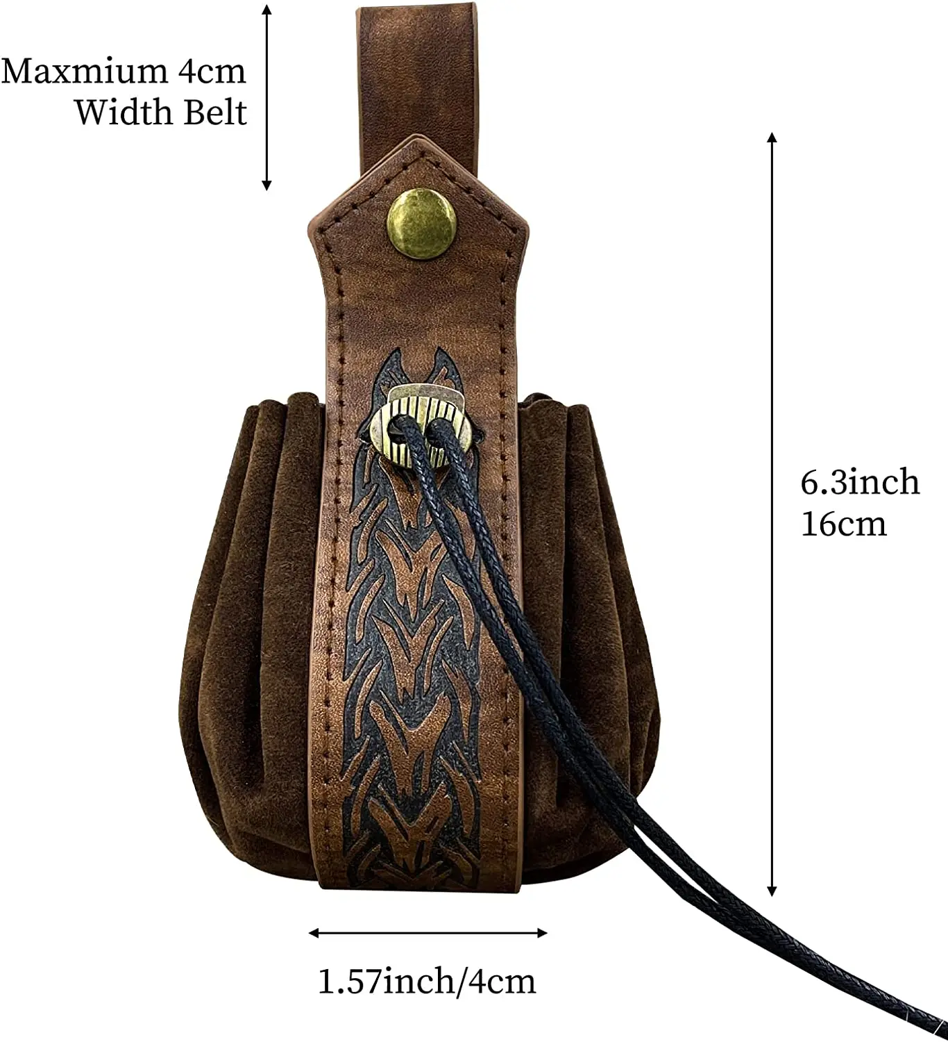 Medieval Faux Leather Drawstring Pouch, Retro Nordic Portable Coin Purse, Vintage Belt Pouch Dice Bag For Men Women Cartera
