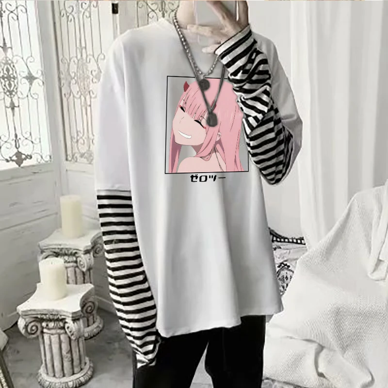 Футболка в стиле Харадзюку с изображением аниме Дарлинг во Фране две поддельные