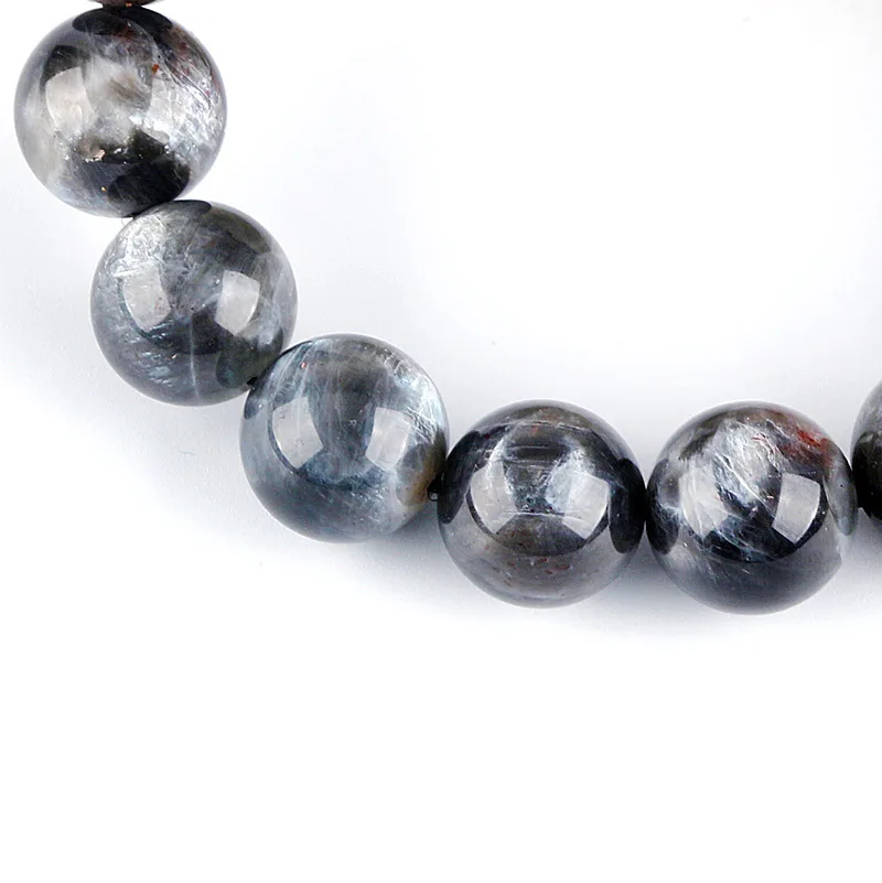 Натуральный черный солнечный камень браслет из лунного камня вспышка круглые