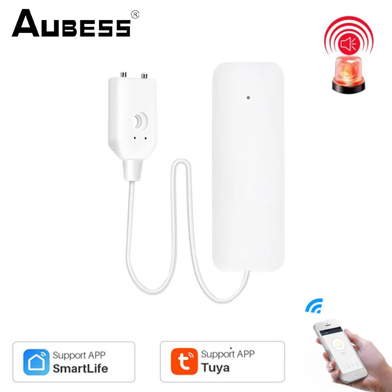 

Aubess Water Leak Alarm Sensor WiFi Water Leak Detector Overflow Flood Leakage Alerts Remote Monitor Work With TUYA/Smart Life
