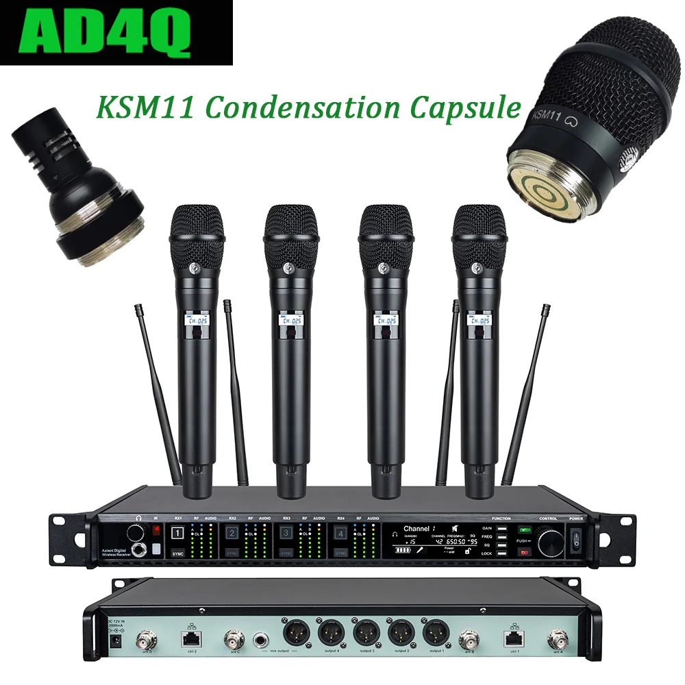 AD4Q Профессиональный беспроводной микрофон 8-канальный UHF 470-940 МГц Студийный для