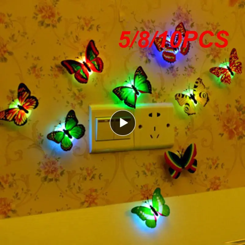 

5/8/10PCS Butterfly Night Lights Multi-scenario Application Home Decoration 3d Butterfly Wall Stickers Wall Sticker Lighting