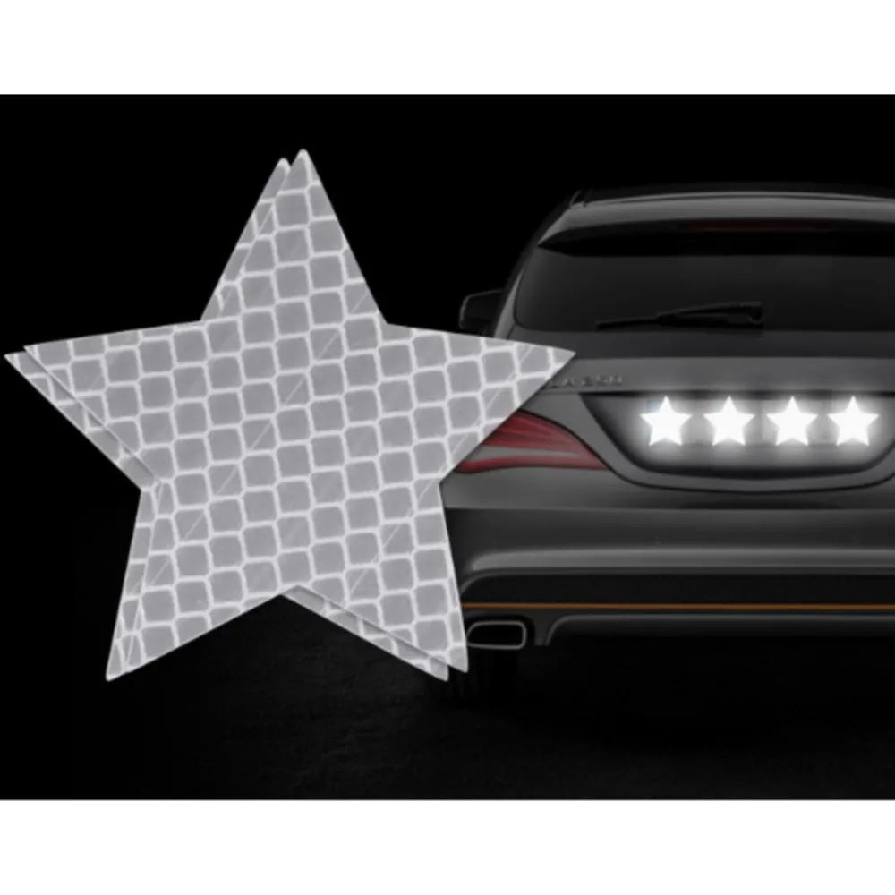 

10 шт., светоотражающая наклейка в форме звезды, самоклеящаяся предупреждающая лента для безопасности, заметная лента для автомобиля, грузовика, мотоцикла, прицепа