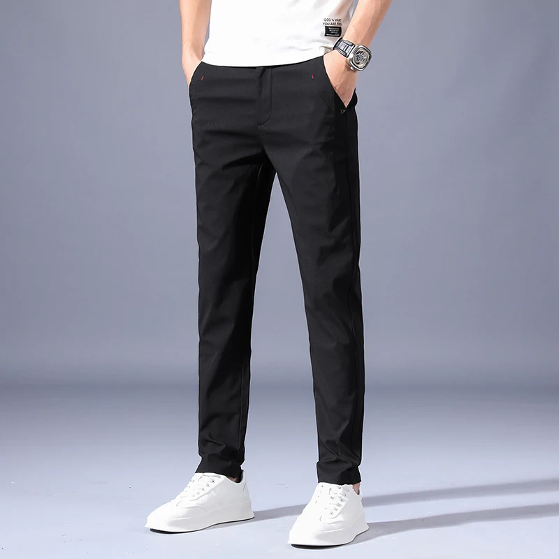 

Thin High Stretch Cozy Men's Summer Classic Pants Casual Pant Men Anti-wrinkle Grey Khaki Business Formal Trousers Male 28-38
