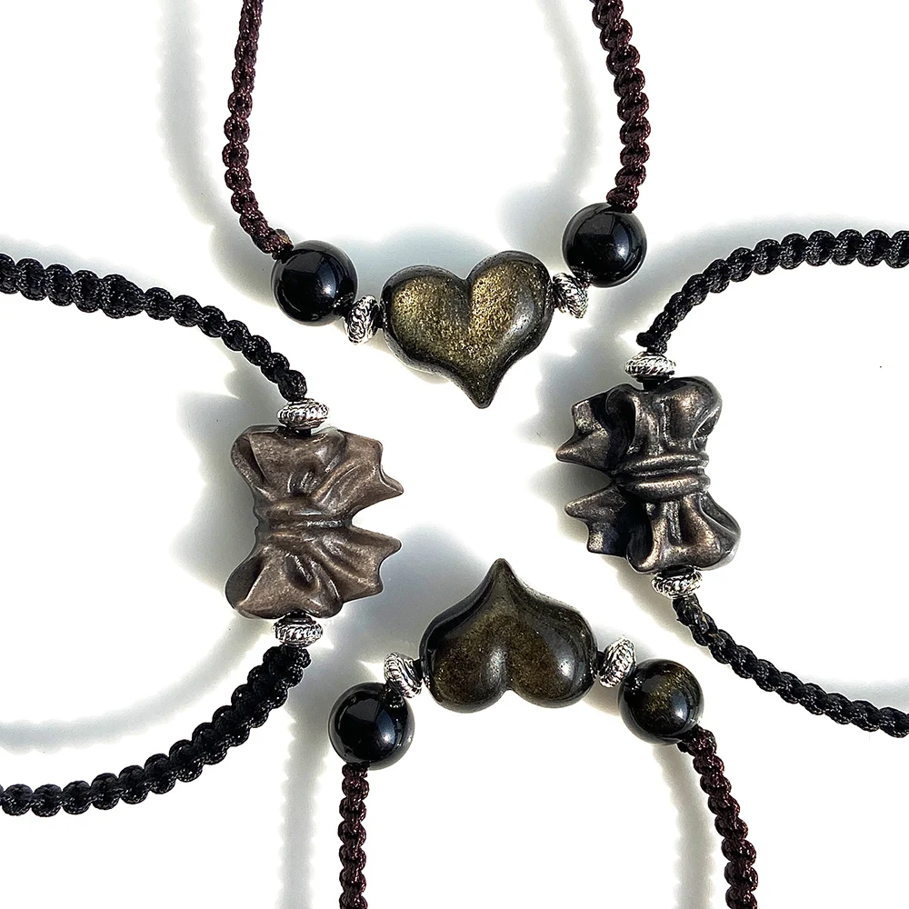 Золотой обсидиановый Хрустальный браслет из бисера энергетическое исцеление