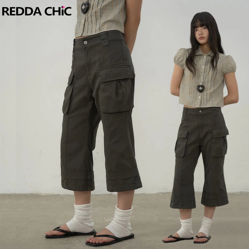 Фото Джинсовые шорты-карго REDDACHiC в стиле гранж для женщин, серые, с низкой посадкой, свободного кроя, джинсовые бриджи-бермуды в корейском летнем уличном стиле №1