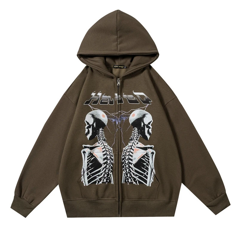 

Толстовка Y2k мужская с капюшоном, свитшот на молнии, с длинным рукавом, уличная одежда, свободный худи в готическом стиле, куртка оверсайз, 2022