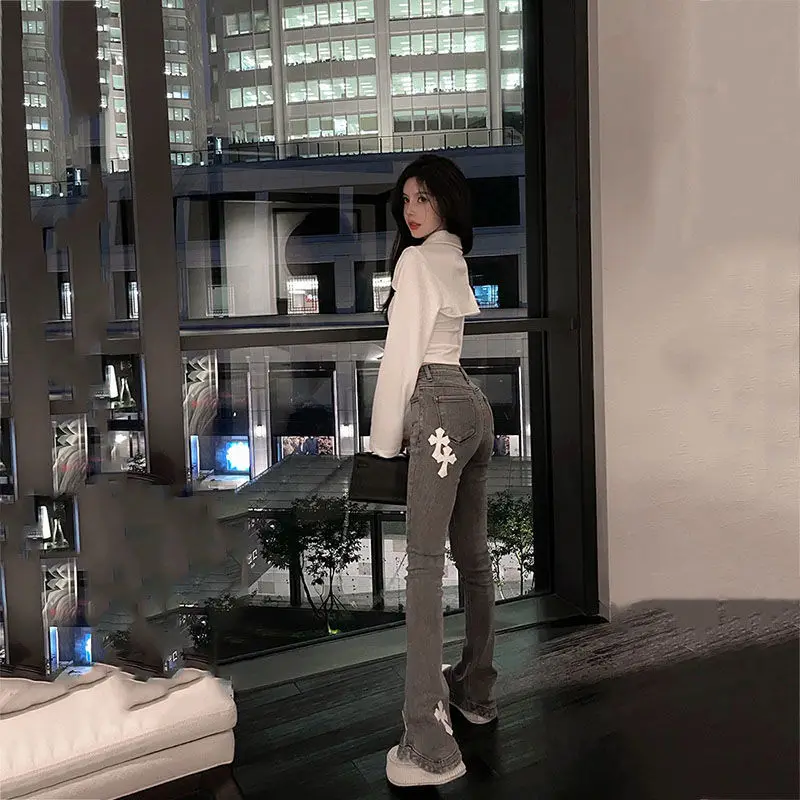 Женские узкие джинсы с завышенной талией модные облегающие брюки новые женские