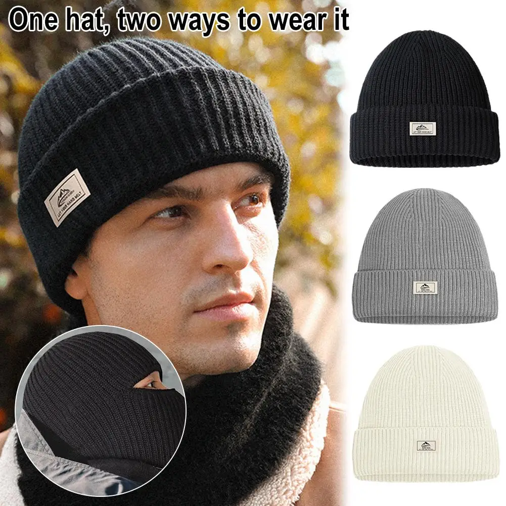 2 в 1 шапка-маска мужская зимняя шапка-балаклава вязаная защита наушники лыжные