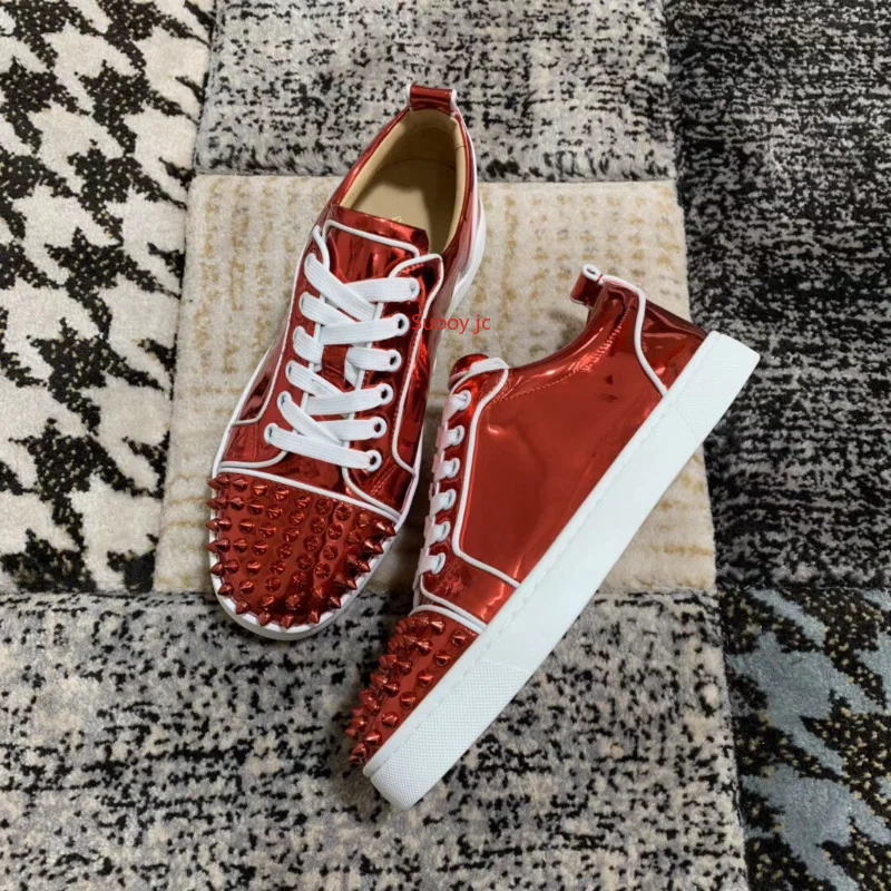 

Luxury Shoes Men's Shoes Red Sole Shoes Leather Low Top Rivet Men's Shoes Casual Shoes Couple Shoes Casual Sports Shoes35-47