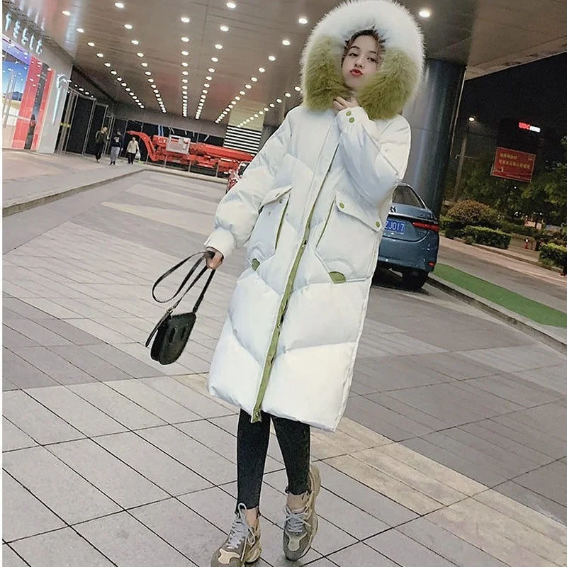Women's Winter Coat Parka Fur Collar Long Padded Jacket Warmth Jacket Free Shipping Cheap Wholesale Loose Korean Fashion Za New