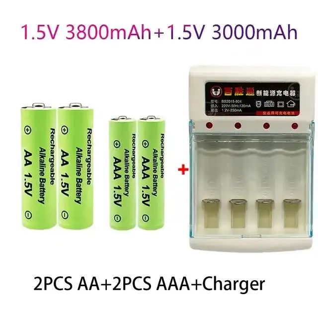 

100% Original 1.5V AA3.8Ah+AAA3.0Ah Rechargeable Battery NI-MH 1.5 V Battery for Clocks Mice Computers Toys So on+free Shipping