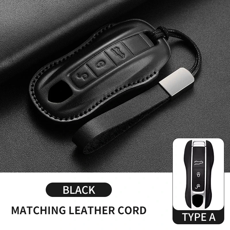 Чехол для автомобильного ключа для Porsche 718 Cayenne Panamera 911 Macan Taycan Cayman Boxster, верхний слой, кожаные аксессуары для ключей от автомобиля
