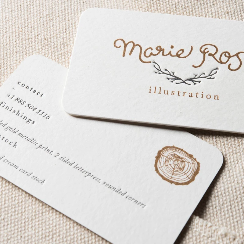 Business Card Thick Cotton Paper High Grade Customized Design Creative Rounded Corner Letterpress