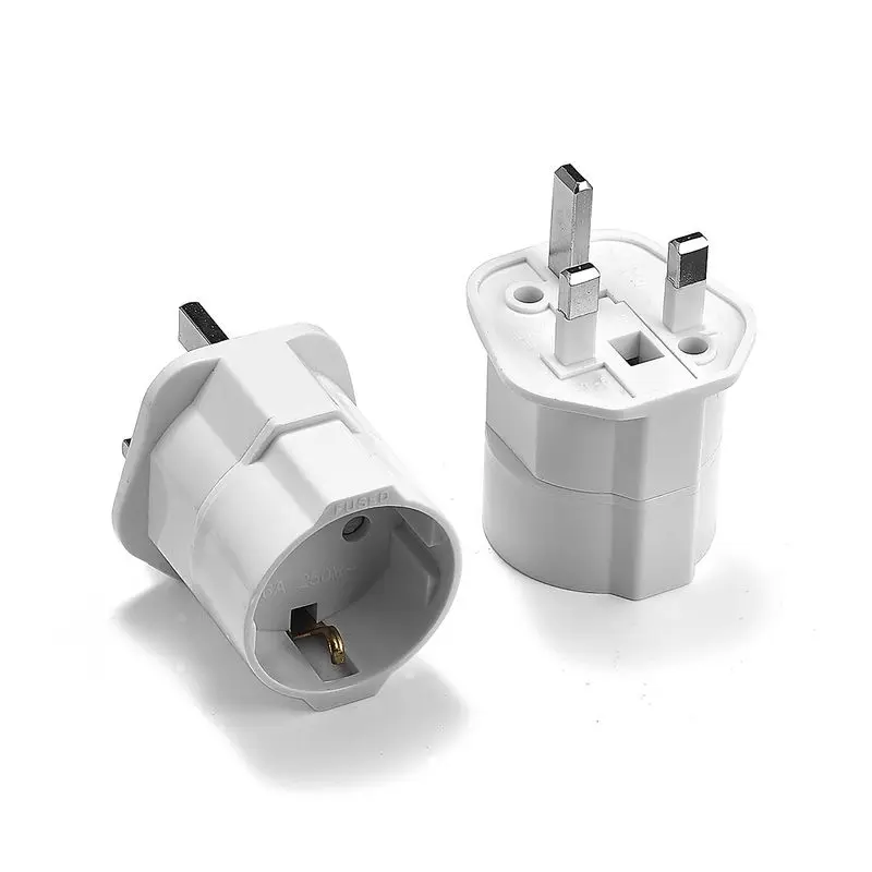 

50pcs EU To UK Plug Adapter Standard Euro Schuko 2 Round Plug To UK 3 Pin Travel Power Adapter Converter Electric Socket Outlet
