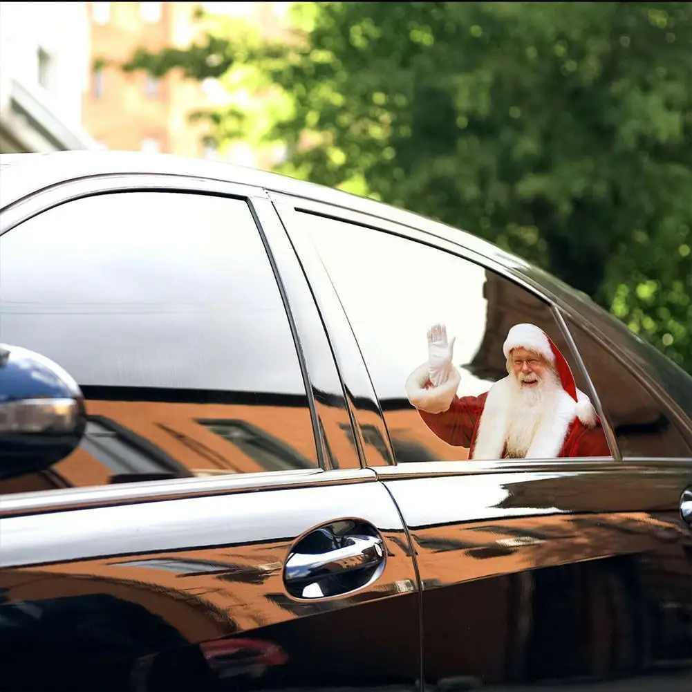 

1pcs Christmas Car Window Sticker 3D Realistic Santa Accessories Rear Home Creativity Window Sticker Car Decoration Claus C S6D0