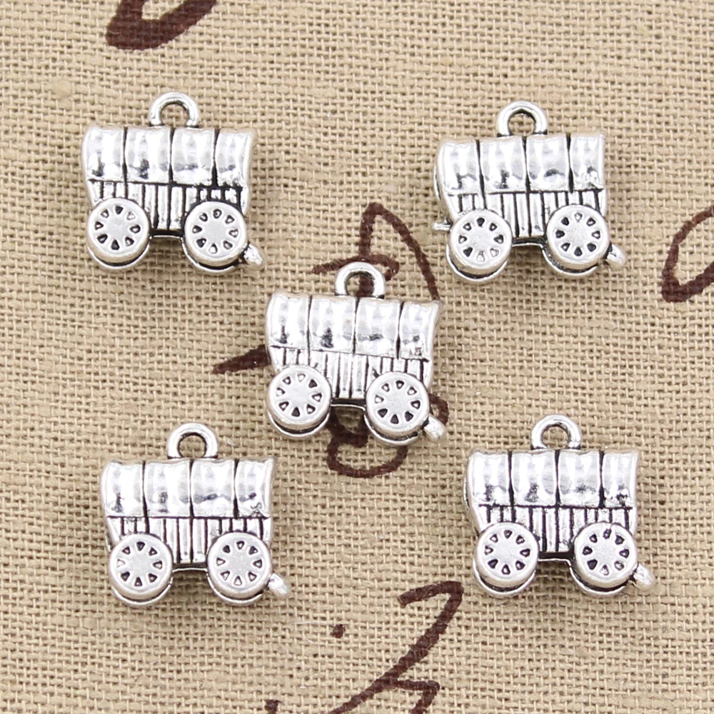 

15pcs Charms 3D Retro Carriage Stage Conestoga Wagon 14x14mm Antique Silver Color Pendants DIY Making Findings Tibetan Jewelry