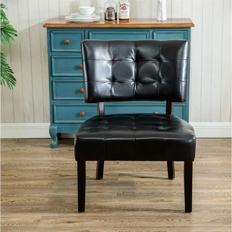 

Leather Tufted Accent Chair with Oversized Seating, Red