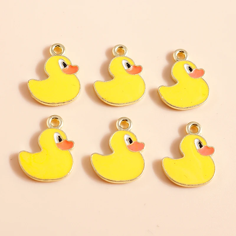 

10pcs 16*12mm Cute Cartoon Yellow Duck Charms for DIY Jewelry Making Animal Charms Earrings Necklaces Making Accessories