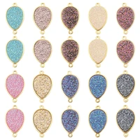 20pcs teardrop druzy resin connectors pendants charm bling jewelry connectors for necklace bracelet making findings 10 colors