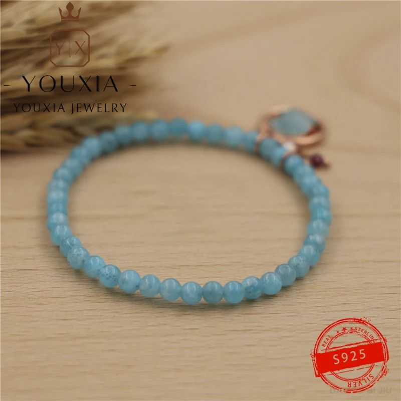 

Own Best Selling Brand Fashion S925 Silver Blue Gemstone Bracelet Holiday Gift Couple Shining Personality Beautiful Jewelry