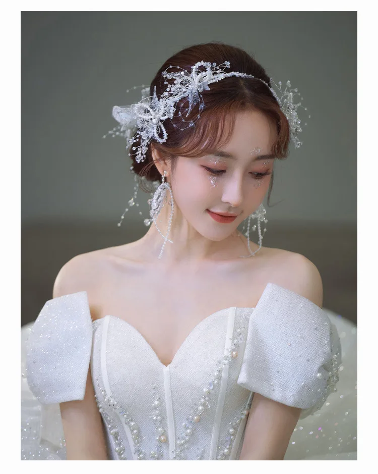 

Handmade Hair Accessories Beaded Crystal Decoration Hair Band for Women Party AUG889