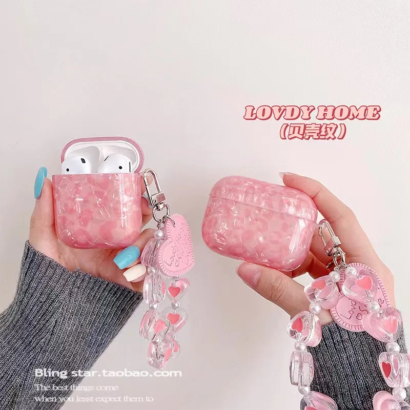 

Pink Leopard print care chain Keychain Earphone Soft case For Apple Airpods 1 2 Pro 3 Wireless Headset Box Cover